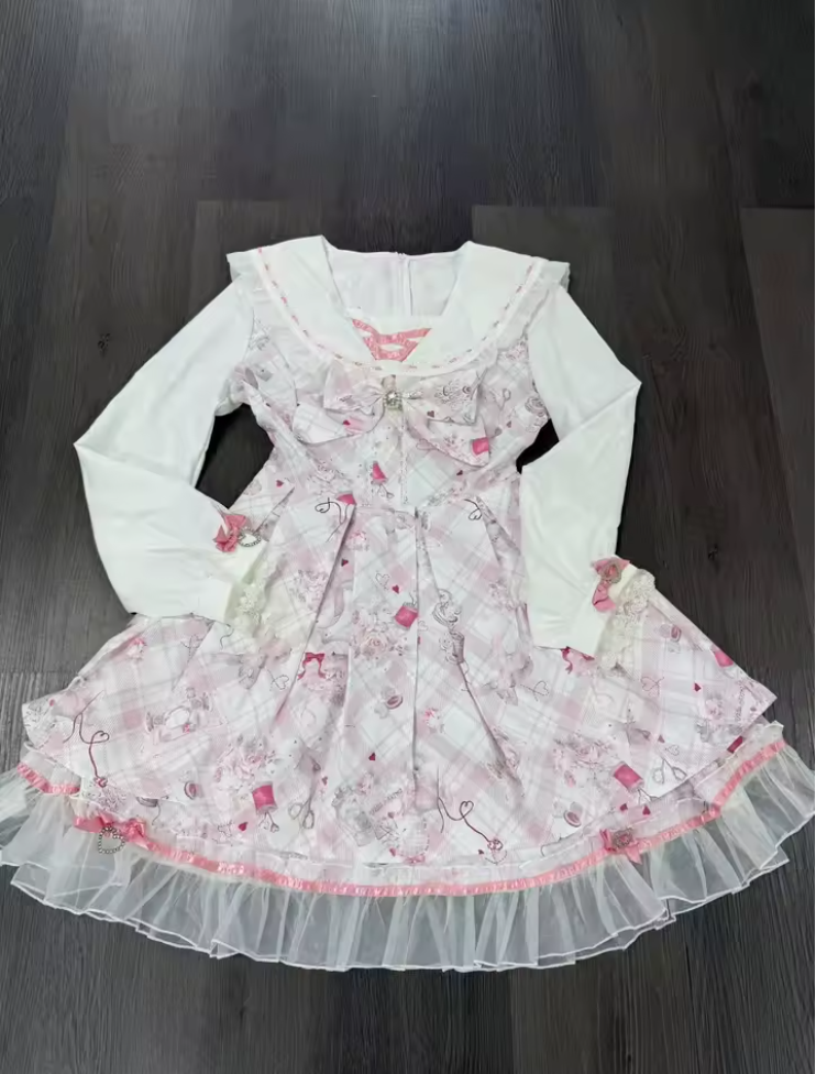 Pink Kawaii Sailor Collar Schoolgirl Dress
