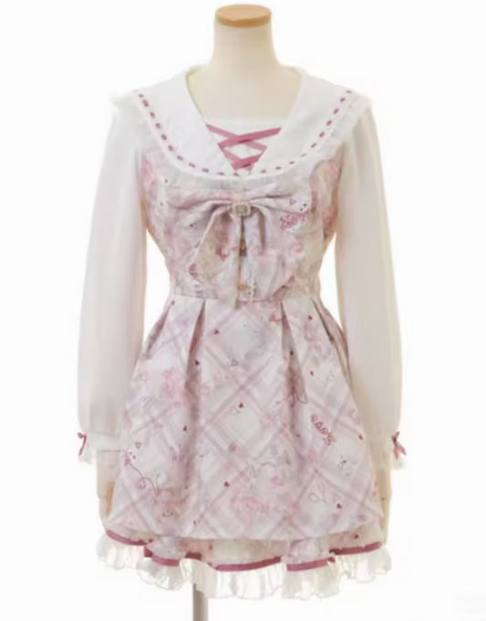 Pink Kawaii Sailor Collar Schoolgirl Dress