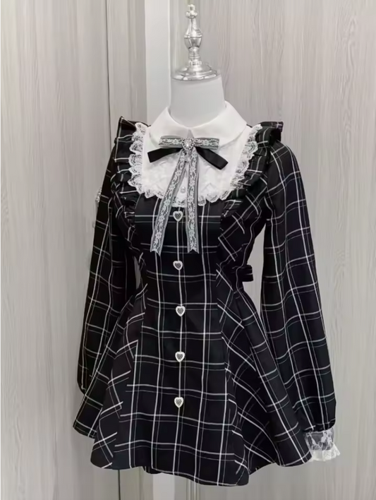 Japanese Style Preppy Plaid A-Line Dress